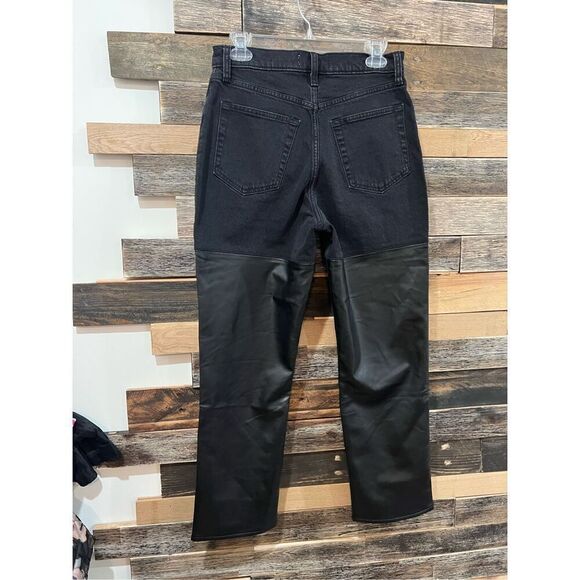 Abercrombie & Fitch NWT 90s Straight High Rise Jeans Faux Leather sz 29 / 8S - Picture 3 of 9